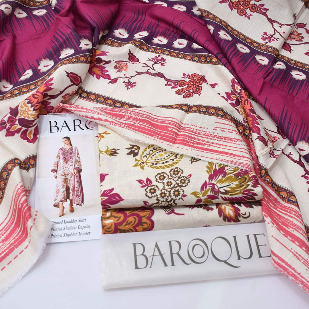 Baroque Digital Printed Khaddar 3-Piece Un-Stiched