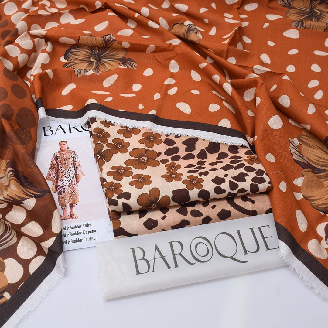 Baroque Digital Printed Khaddar 3-Piece Un-Stiched