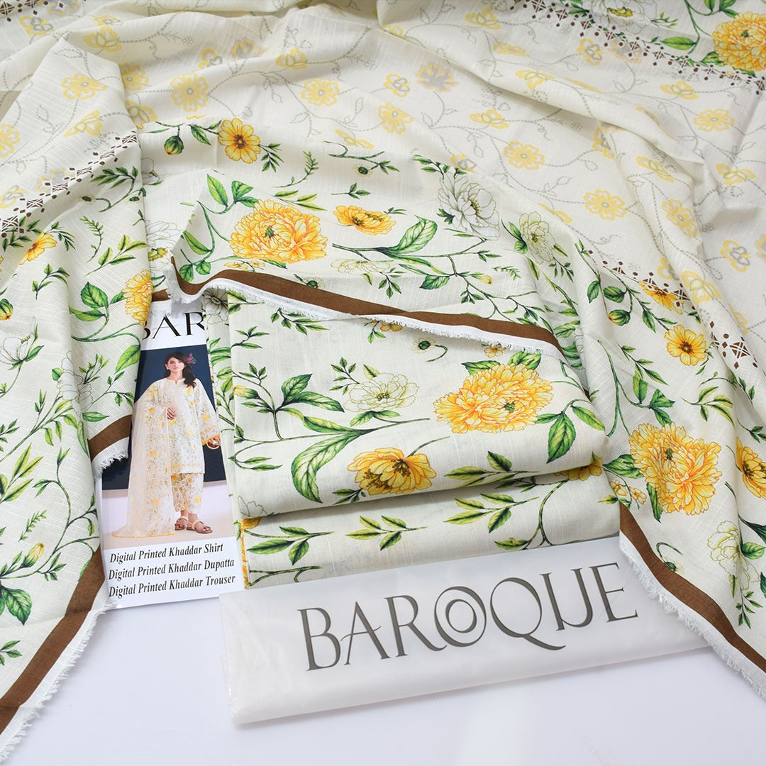 Baroque Digital Printed Khaddar 3-Piece Un-Stiched