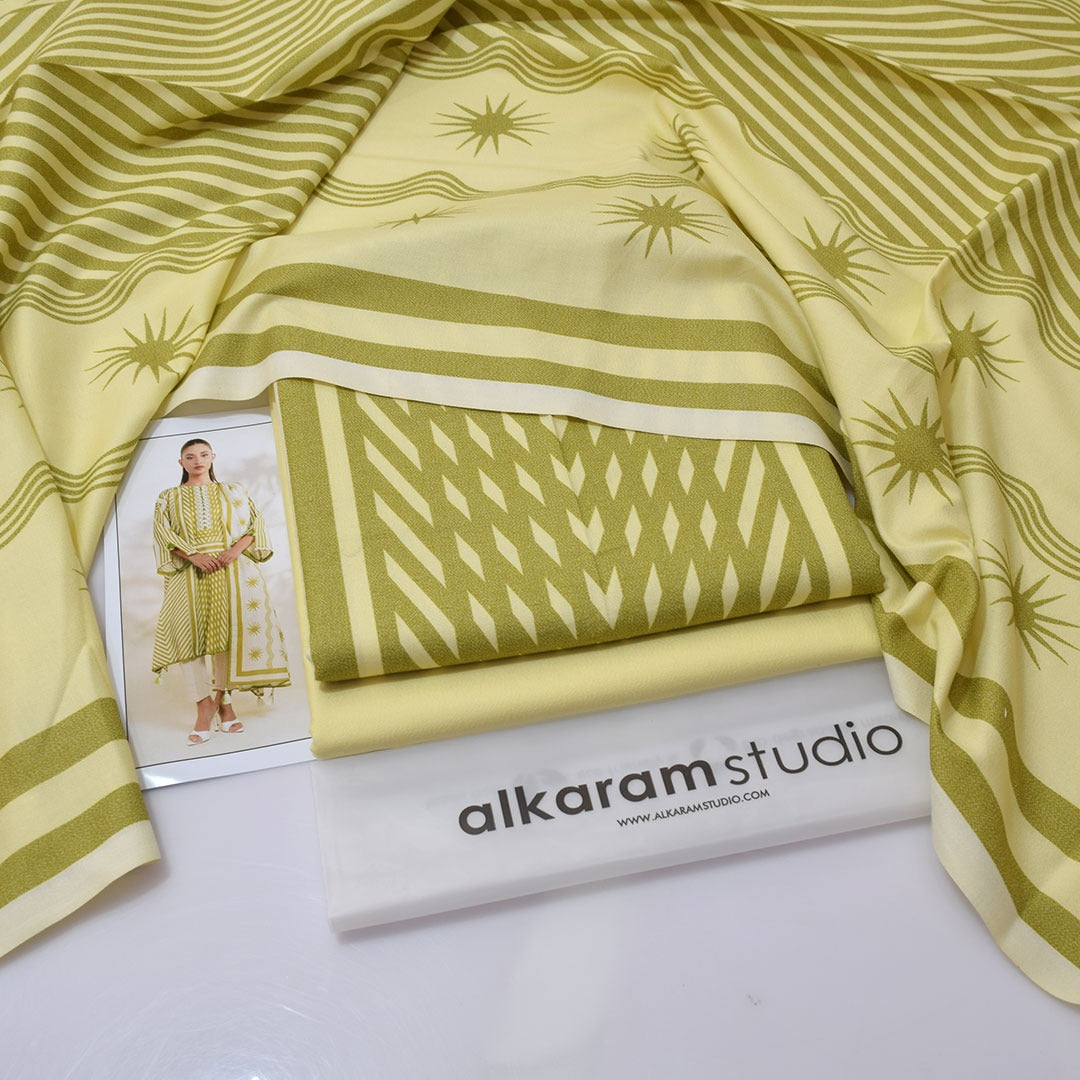 AlKaram Digital Printed Dhanak 3-Piece Un-Stiched